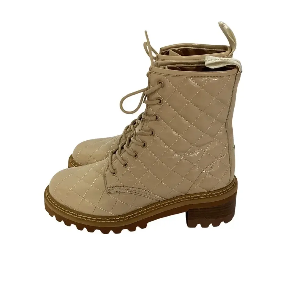 See By Chloe Quilted Light Pastel Pink Jodie Combat Boots Size EU 38/ US 8